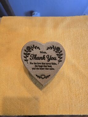Heart-Shaped Mom "Thank You" Keepsake Box in Silver Glitter 3x2 Engraved Painted